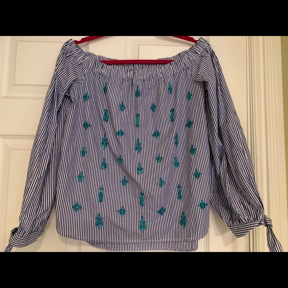 J. Crew Off the Shoulder Striped Top NWOT